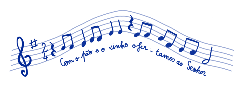 partitura com o pao e o vinho